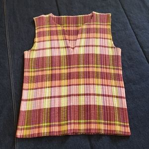 Issey Mikaye Pleats Please Bright Sleeveless Top